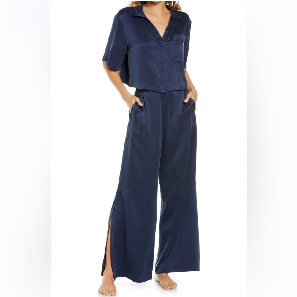 *NWT* Lunya high waist washable silk pajamas Navy XS